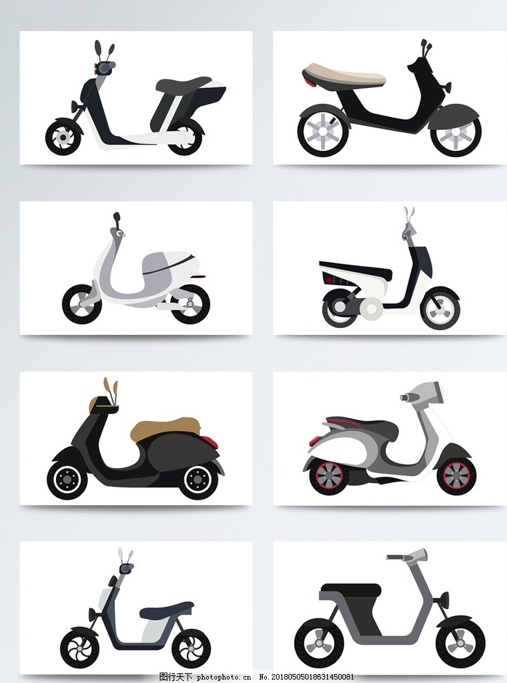 黑白風(fēng)格卡通電動車元素